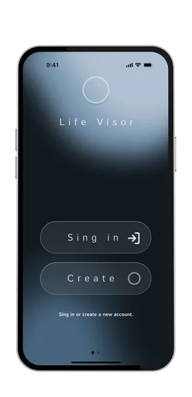 Cell phone showing the life visor application