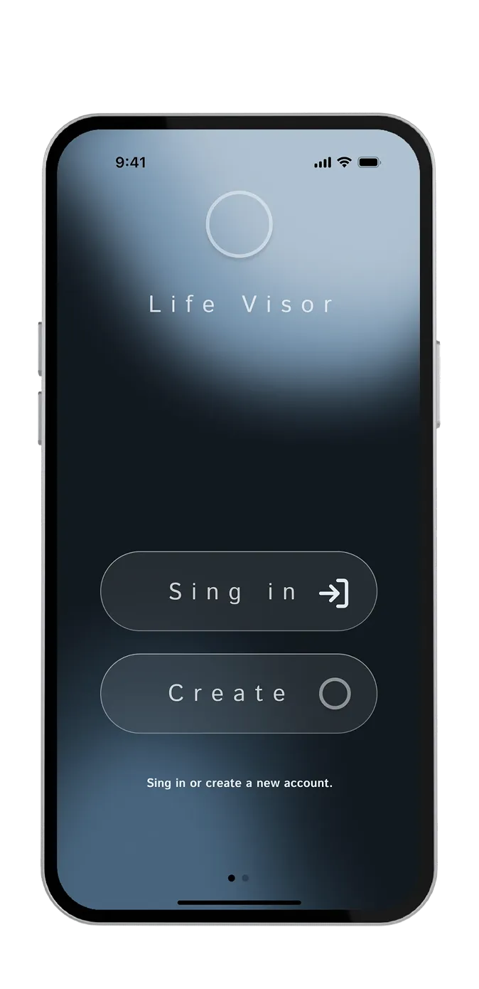 Cell phone showing the life visor application